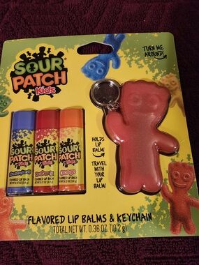 Pink Gummy Bear Lip Balm & Keychain - Pack of 3 Flavored Balm Sticks